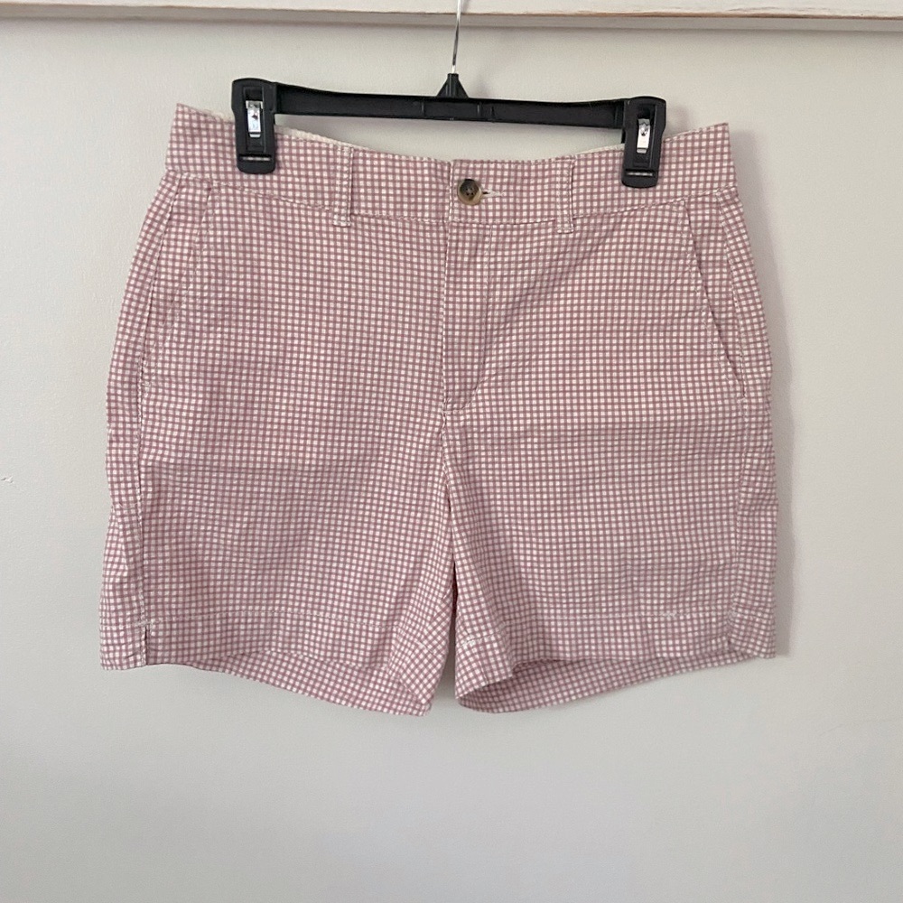 Old Navy Pink Gingham Seersucker Everyday Shorts Mid Rise